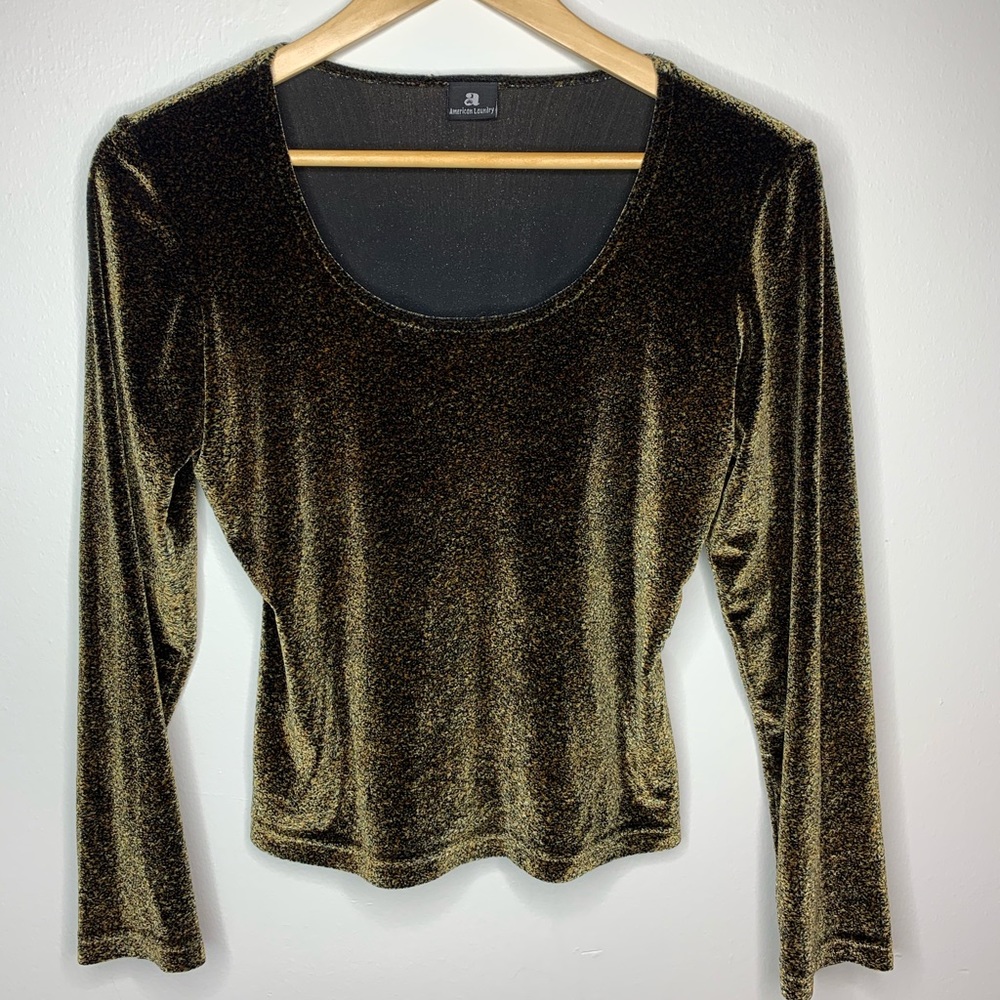 Velour scoop neck 3/4 sleeves - Picture 1 of 3